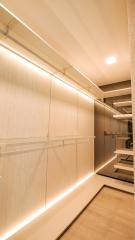 Modern interior hallway with indirect lighting and minimalistic design