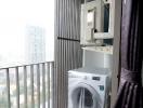 Compact balcony with washing machine and air conditioning unit