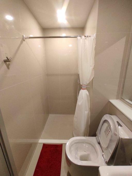 Modern compact bathroom with shower and toilet