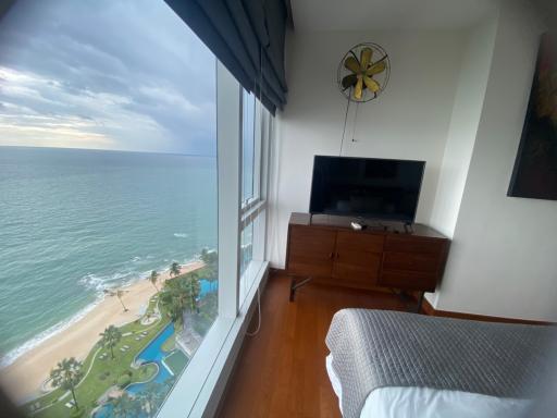 Cozy bedroom with ocean view and modern amenities