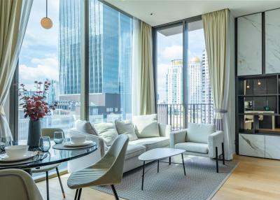 Modern living room with city view