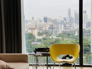 Modern living room with city view