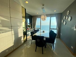 Modern dining room with ocean view