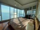 Cozy bedroom with a panoramic sea view and ample sunlight