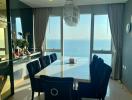 Modern dining room with ocean view