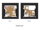 Floor plan of a two-level apartment showing layout and room distribution