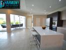 Modern spacious kitchen with large center island and open floor plan