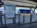 Platform of Pak Nam public transport station with information board