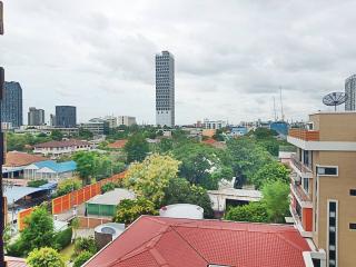 Panoramic city view from the property showing surrounding buildings and skyline