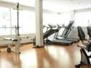 Home fitness gym with exercise equipment