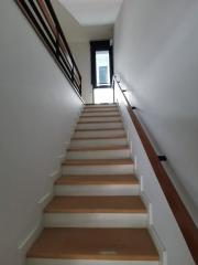 Well-maintained staircase with natural light coming through window