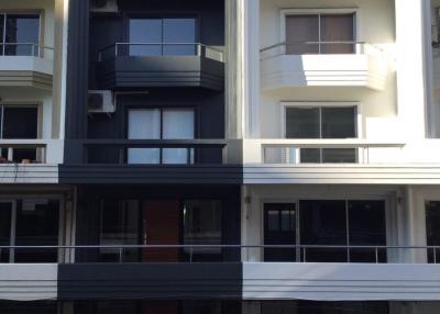 Modern residential building facade with balconies