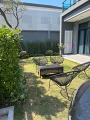 Cozy residential garden with outdoor seating