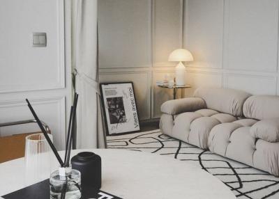 Elegant modern living room with neutral color scheme