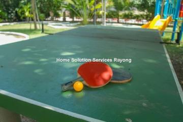 Outdoor recreational area with table tennis equipment