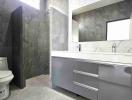 Modern bathroom with gray tiles and sleek design