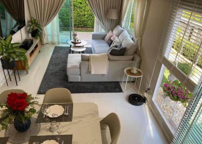Elegant living room interior with natural light