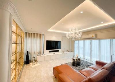 Spacious and well-lit living room with modern design