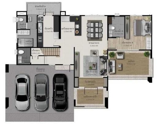 Detailed floor plan of a residential property showing room layout and garage