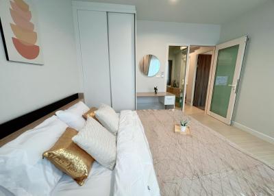 Modern bedroom with stylish decor and en suite bathroom