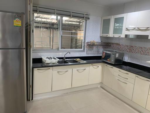 Modern kitchen with white cabinetry and stainless steel appliances