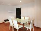 Modern dining room with a table and chairs set