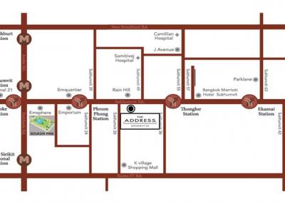 Illustrative map showing the location of a real estate property in relation to nearby landmarks and transport links