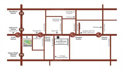 Illustrative map showing the location of a real estate property in relation to nearby landmarks and transport links