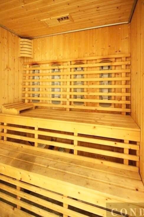 Wooden sauna room interior