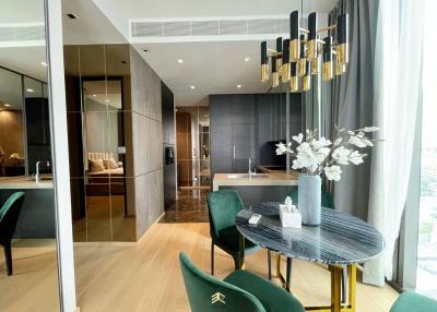 Modern apartment interior with elegant dining area and open plan layout