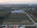 Aerial view of a rural property with agricultural land