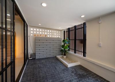 Modern entryway with sleek design and natural light