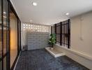 Modern entryway with sleek design and natural light