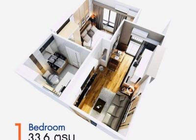 Modern one-bedroom apartment layout design
