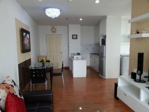 Spacious living room with dining area and open kitchen