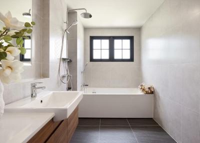 Modern bathroom interior with natural light