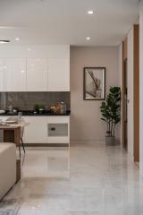 Modern kitchen interior with clean lines and neutral colors
