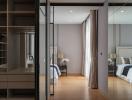 Modern bedroom with attached walk-in closet and en-suite bathroom