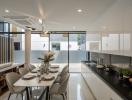 Modern spacious kitchen with attached dining area