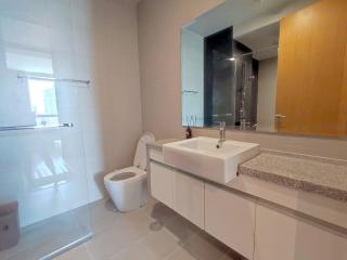 Modern bathroom with a walk-in shower and double vanity