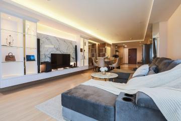 Spacious living room with modern furniture and elegant design
