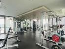 Modern in-building gym with fitness equipment