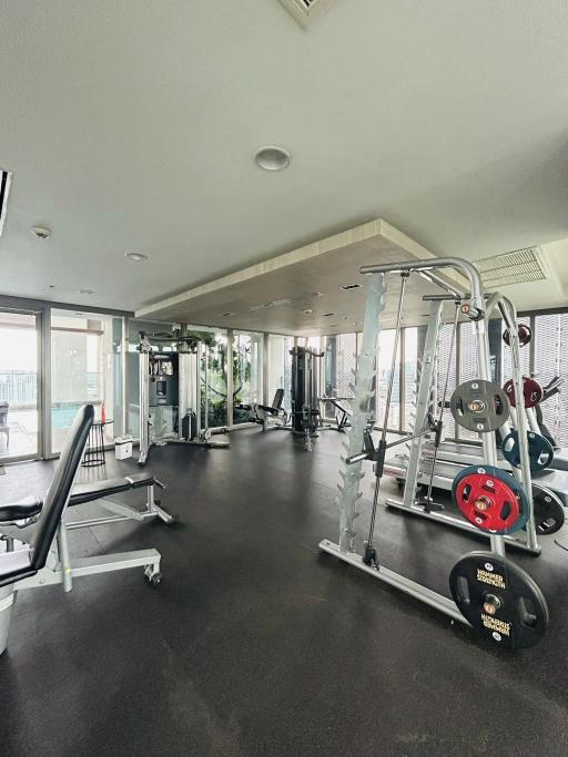 Modern in-building gym with fitness equipment