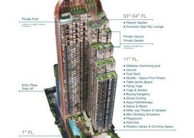 Architectural Rendering of a High-Rise Residential Building with Amenities