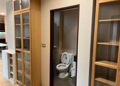 Modern bathroom interior with visible toilet