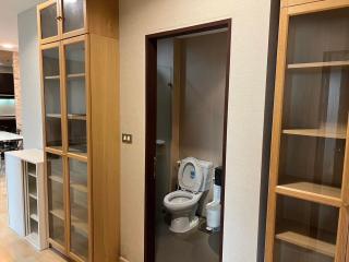 Modern bathroom interior with visible toilet