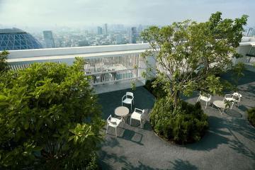 Rooftop garden terrace with city view