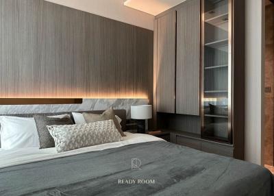 Modern bedroom interior with elegant design and lighting