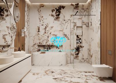 Modern bathroom with marble finishes and elegant design