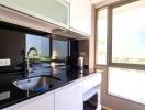 Modern kitchen with ample sunlight